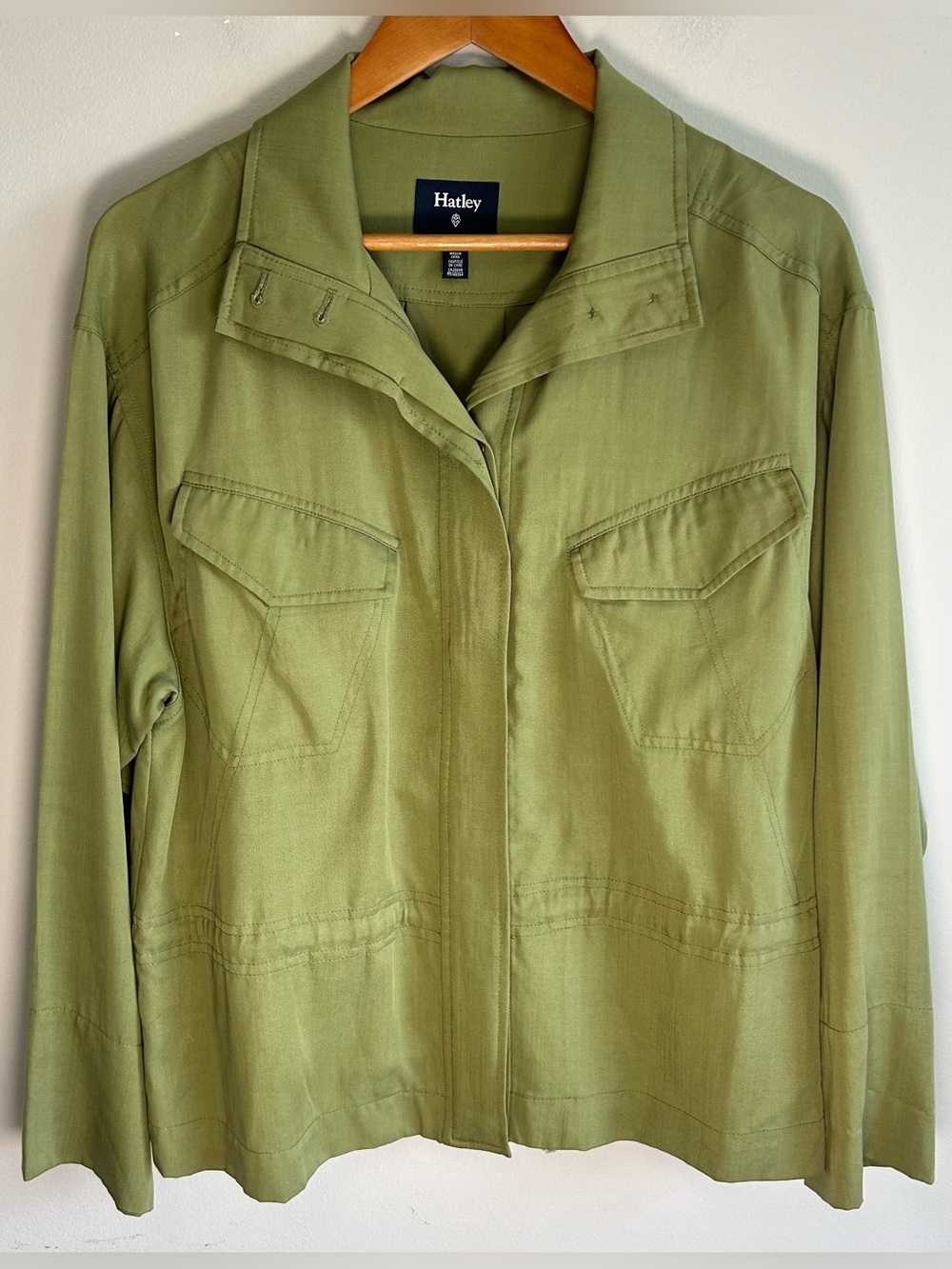 Hatley Camden Women’s Jacket Size L Lodan Green Lyocell Utility Field Like New